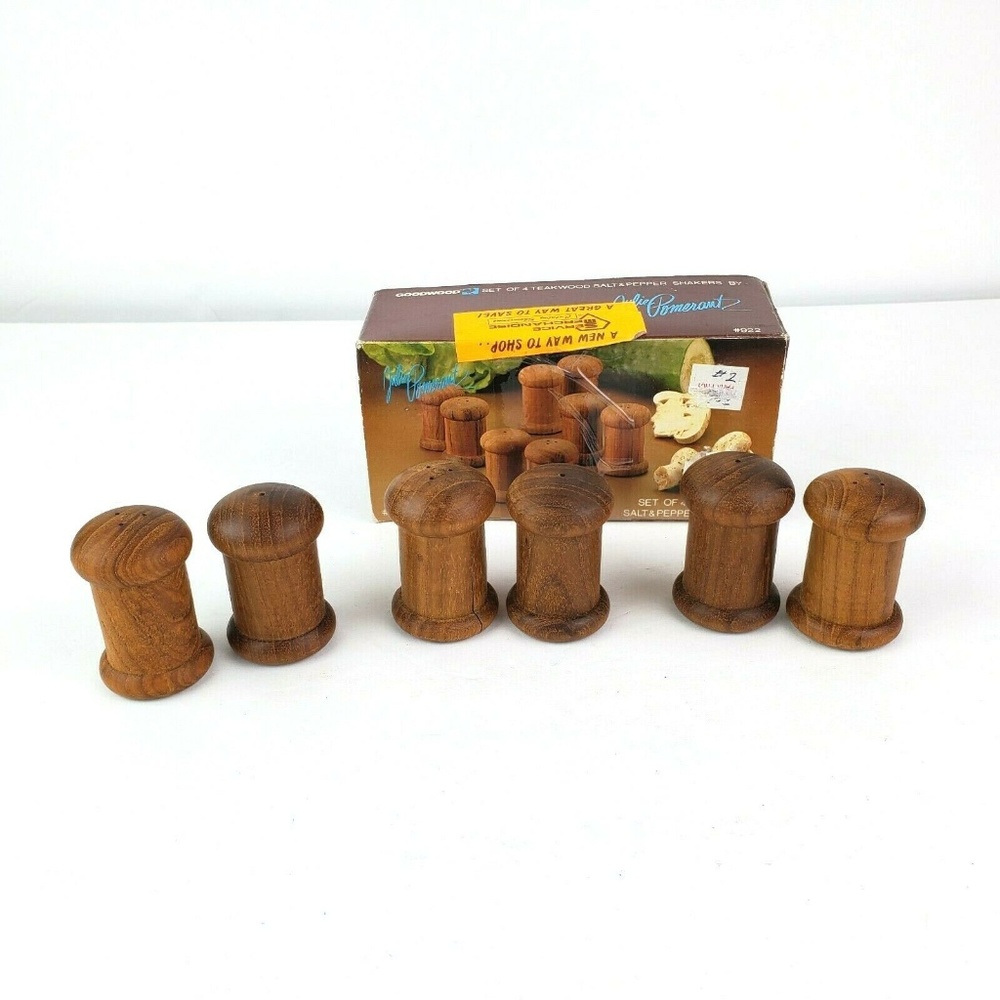Vintage Teakwood Salt & Pepper Shakers Lot